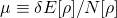 \mu\equiv\delta E[\rho]/N[\rho]