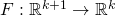 F:{\mathbb R}^{k+1}\to{\mathbb R}^k